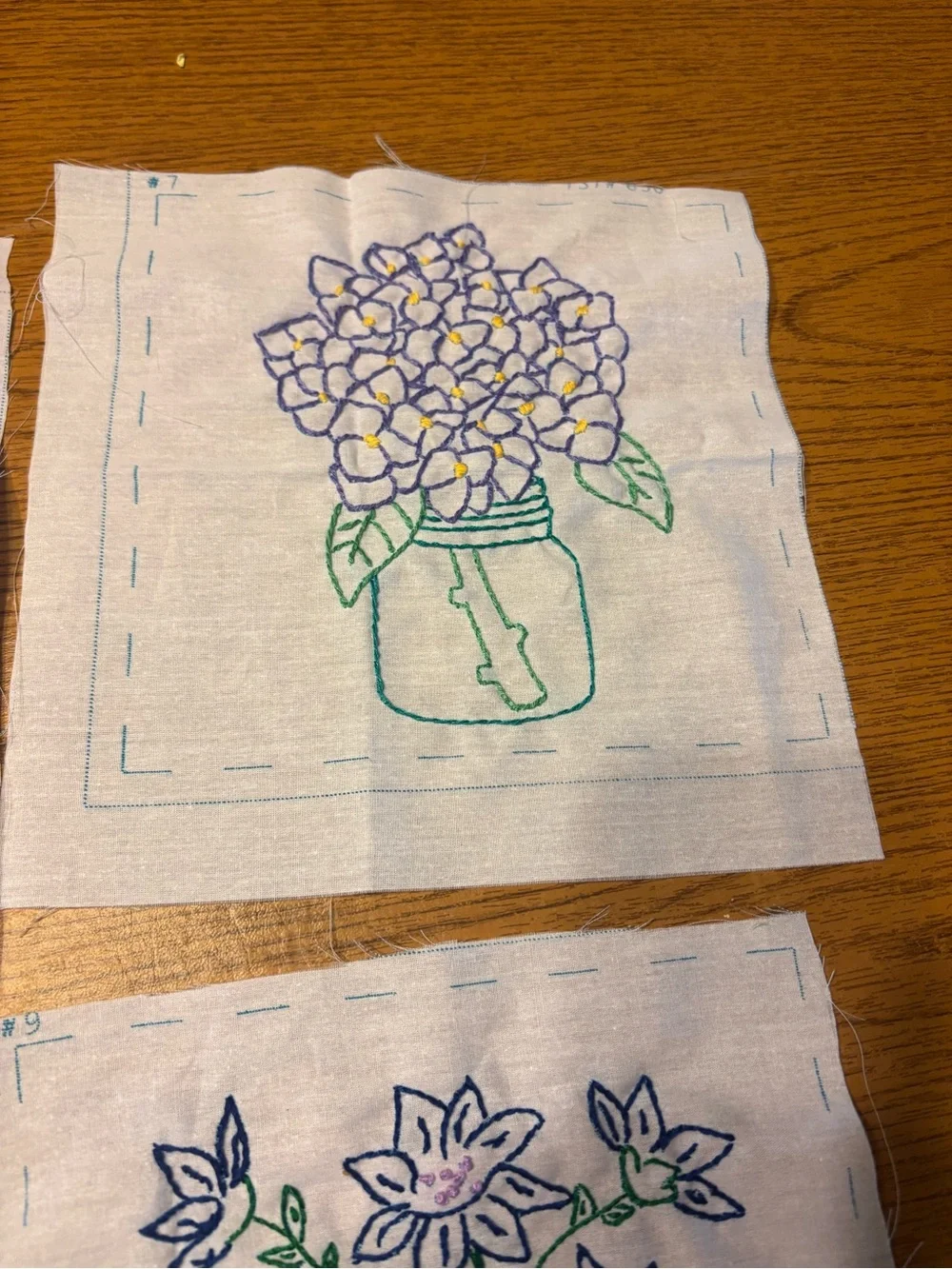 Hand Embroidered Quilt Floral Blocks 12ct